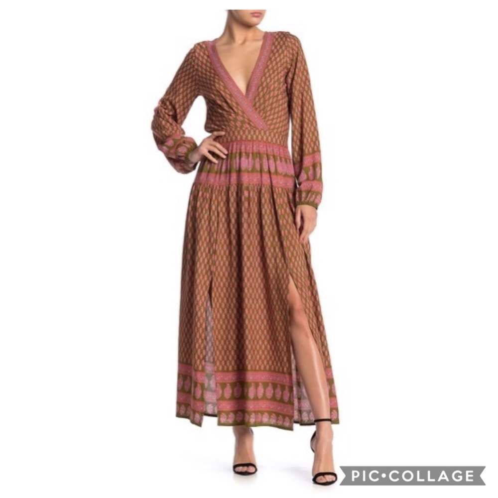 Raga | Avah Geometric Print Split Front Maxi Dress